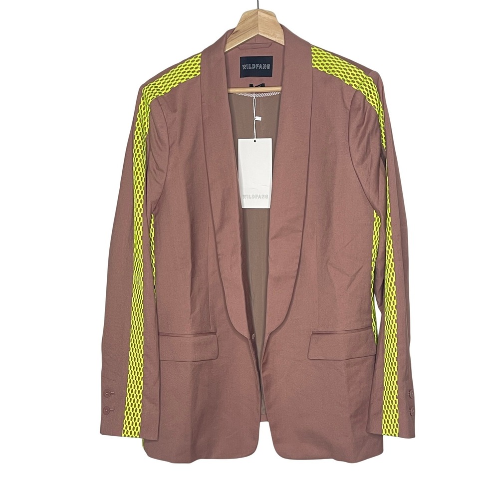 Wildfang 'The Empower' Colorblock Tux Blazer in Rose Brown/Neon Size XL NWT